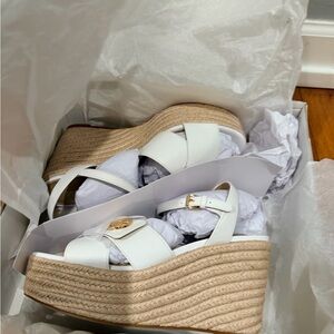 Michael Kors White Wedge Espadrilles